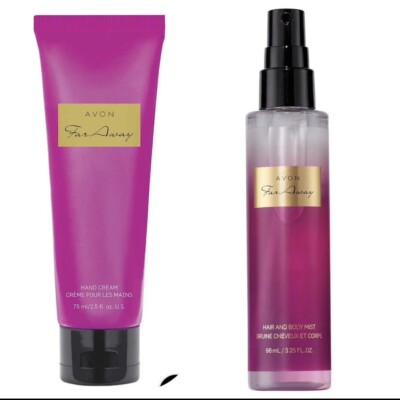 Avon Far Away Hair & Body Mist 3.25 Fl  & Hand Cream 2.5 Fl 2 Pcs