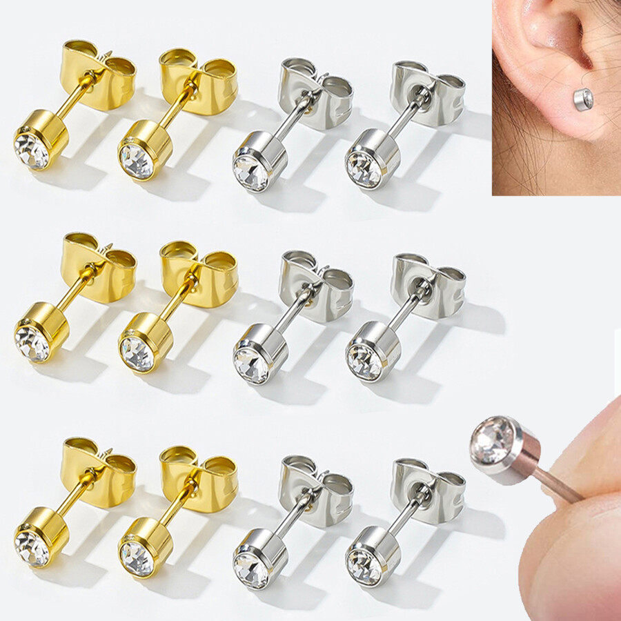 Ear Piercing Earrings 8pairs Surgical Stainless Steel Earrings