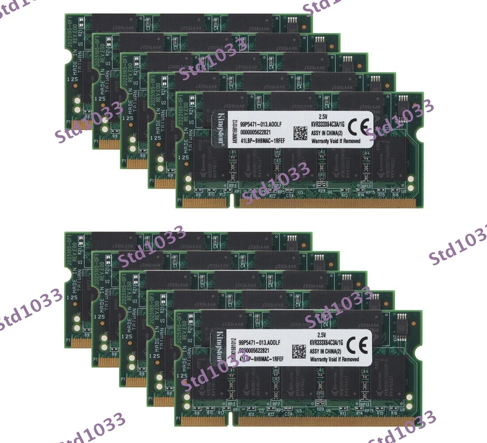 10GB (10x 1GB) Kingston RAM PC-2700.2Rx8 Laptop Memory SODIMM Intel DDR 333Mhz - Image 4 of 4