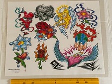 Vintage Art Tattoo Flash Sheet Derma Design Matt Bahr /T542