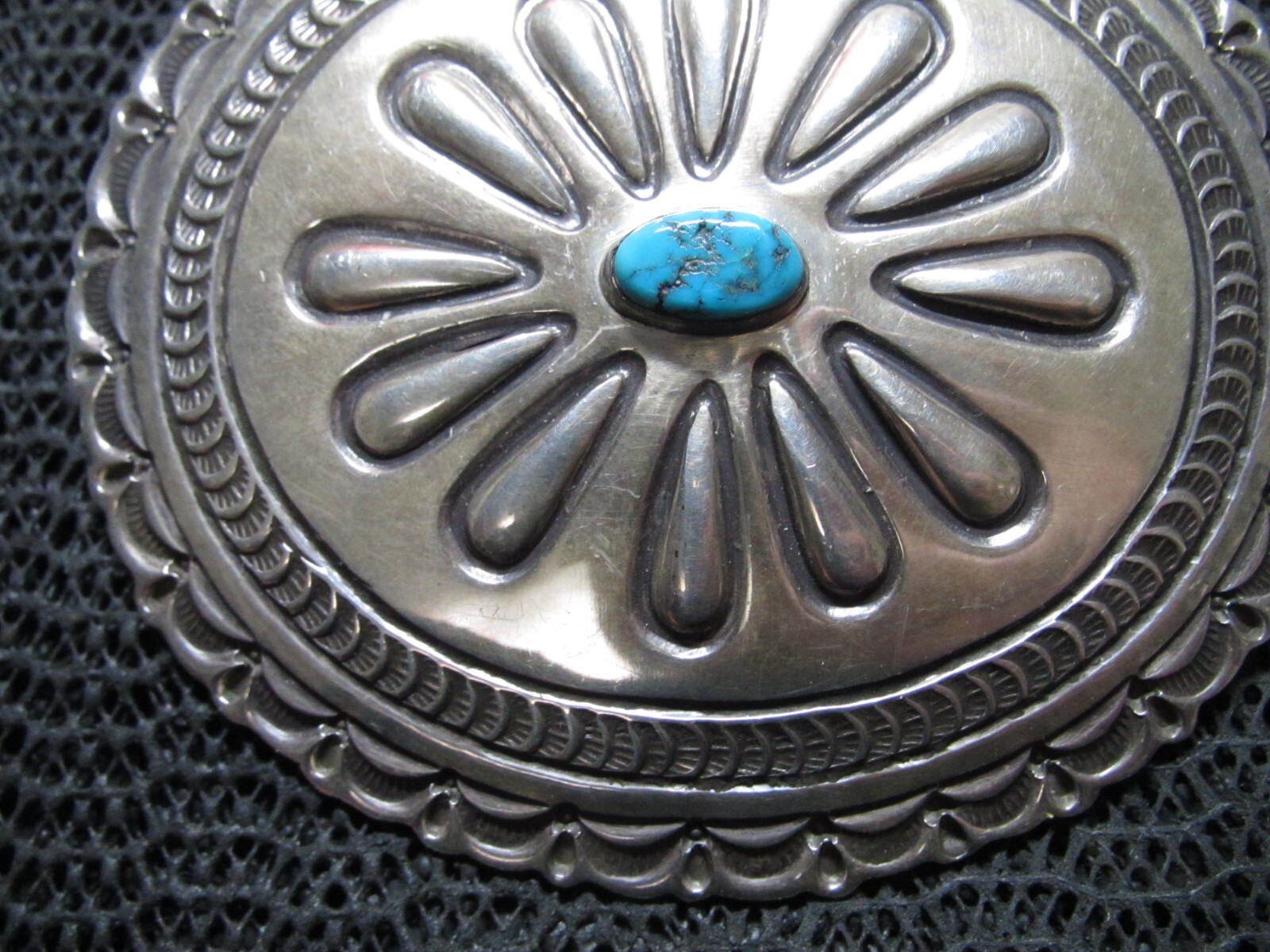 NAVAJO STERLING SILVER TURQUOISE CONCHO BELT BUCK… - image 4