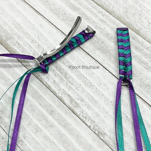 2 Ribbon Barrettes - braided, hair accessory, girl, 80's, quantity discount - Picture 52 of 65