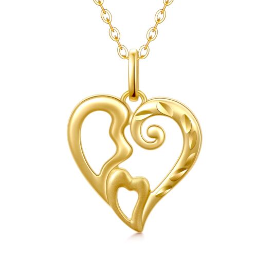 14K Naszyjniki z litego złota Serce dla kobiet Delikatne prawdziwe złoto Diamond-Cut Love ... - Zdjęcie 1 z 7
