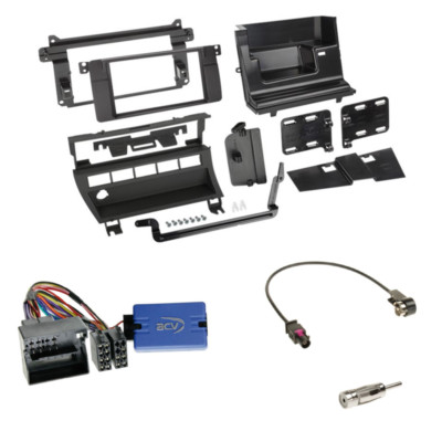BMW 3 Series (E46 2001-2007) 2-DIN Radio Bezel (5 Switches) Black + LFB Alpine Set