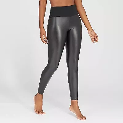 ASSETS by SPANX Women's All Over Faux Leather Leggings - Black M