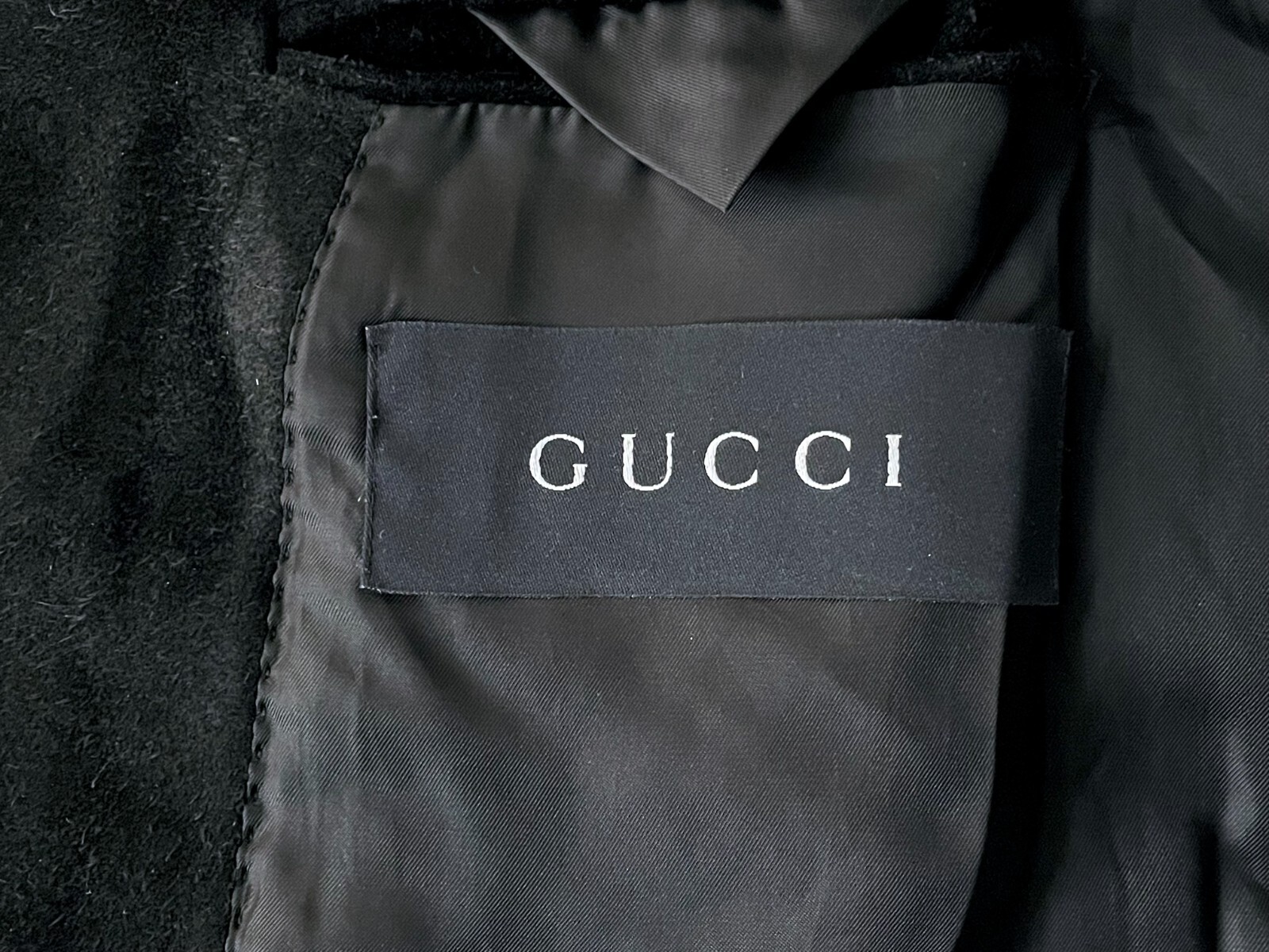 Vintage Gucci x Tom Ford Black Suede PeakLapel Leathe… Gem