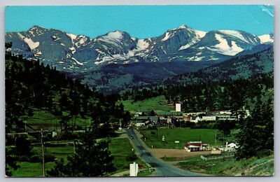 Estes Park CO Colorado 1966 Postcard Vintage Mountains Snow - C12