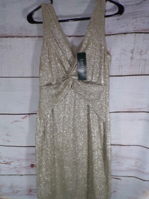 ralph lauren white gold dress NEW With Tags Lauren Ralph Lauren White Gold Sleeveless Lined Dress 6P