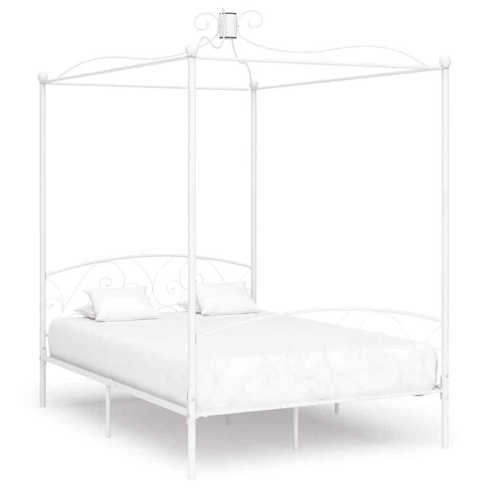 White full size canopy bed frame outlet