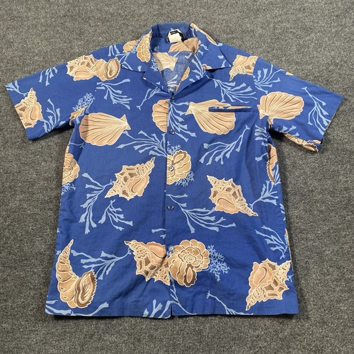 Vintage Hilo Hattie Mens Large Hawaiian Sea Shell All Over Print Made in USA