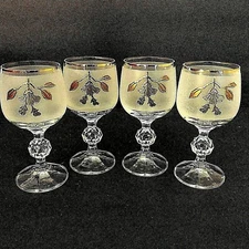 Crystalex Wine glasses(4) Frosted, Gold & Silver Encrusted Bohemia Glass 