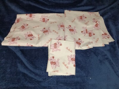 New White Flannel Fabric with Oo-la-la Pink Poodles with Glitter Outfit, 21''x60''