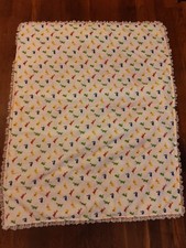 Vintage Baby Blanket Crib Quilt Tummy Time Rainbow Bunny 34 X 42