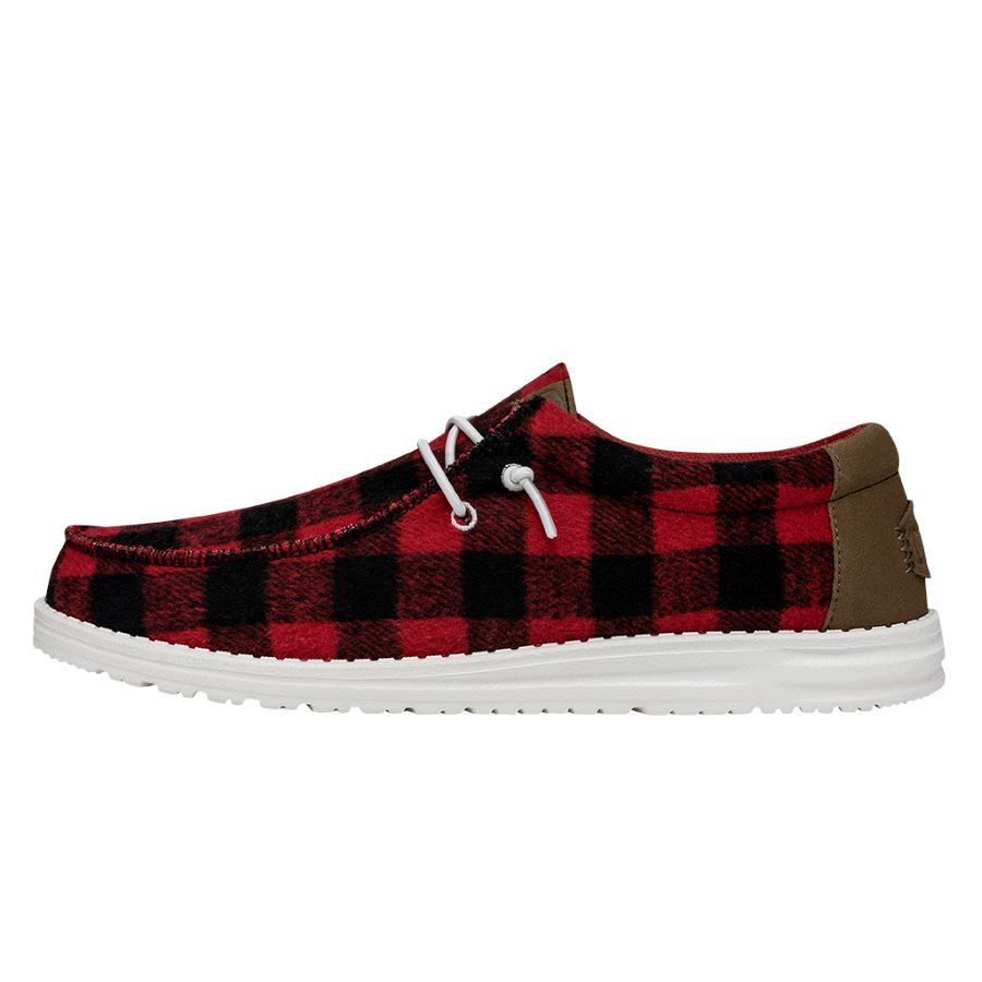 Buy Hey Dude Wally Buffalo Plaid Red Black Casual Shoes 40657