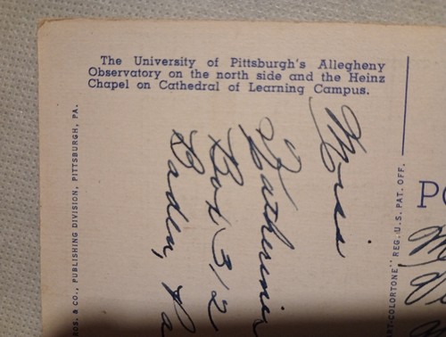 University of Pittsburgh Allegheny Observatory & Heinz Chapel c1945 Postcard 706 - Imagen 3 de 6