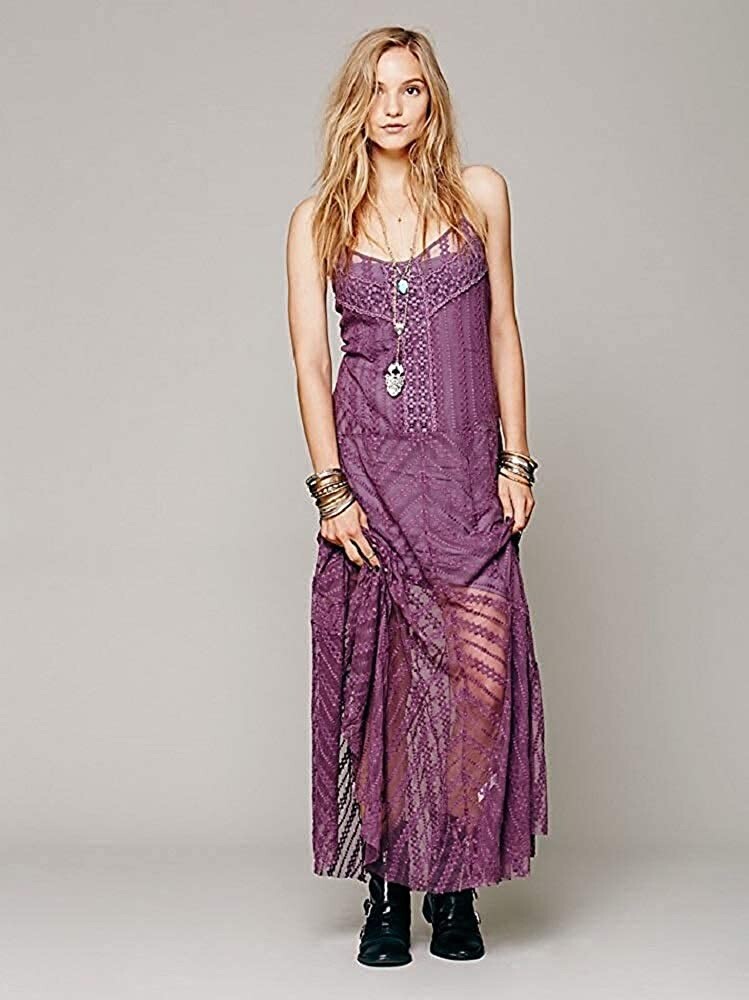 chinese dress ladies Free People Carmen TIE Back Maxi Dress (Purple Combo) (XS) at Amazon  Women's Clothing store main image 1