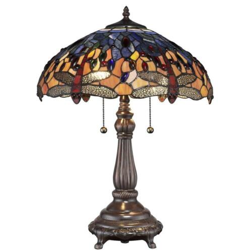 Table Lamp Red Dragonfly 25 In, Bronze Stained Glass Table Lamps