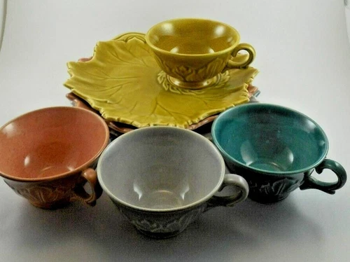 Vintage Woodfield Steubenville Set 4 Cups and Serving Saucers