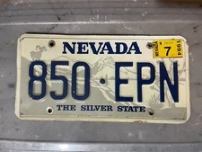 NEVADA LICENSE PLATE THE SILVER STATE 850 EPN JULY 1994