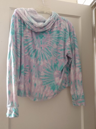 Girls Justice XL 16/18 Tie-dye Hooded Sleep Shirt I'm Fine Thank You - Picture 4 of 4