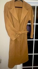 Long Camel Heavy Trench Coat With Belt Size L