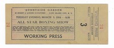 1964 Suunyside Garden LI NY Boxing Working Press Pass March 3, 1964