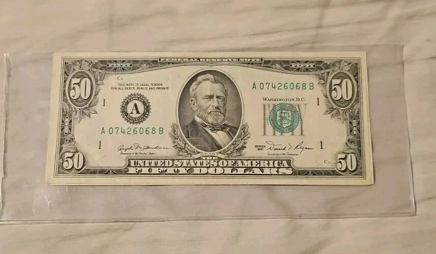 Series 1981 Federal Reserve Note 50 Dollar In Very Good Condition - Image 2 of 2