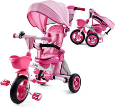 Baby Tricycle, 7-In-1 Folding Kids Trike with Adjustable Parent Handle, Safety H