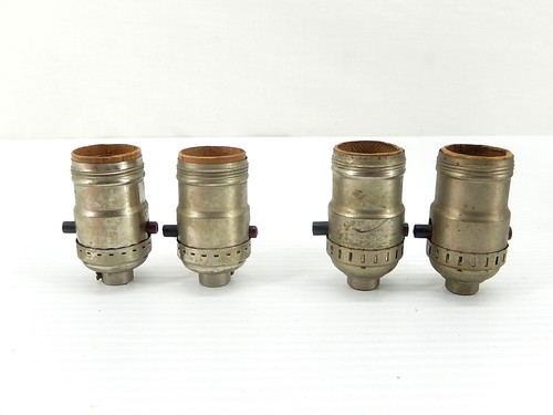 2 Pair Antique Push-Thru Socket Sets. Alpine & Leviton Nickel Plated. Tested. #6
