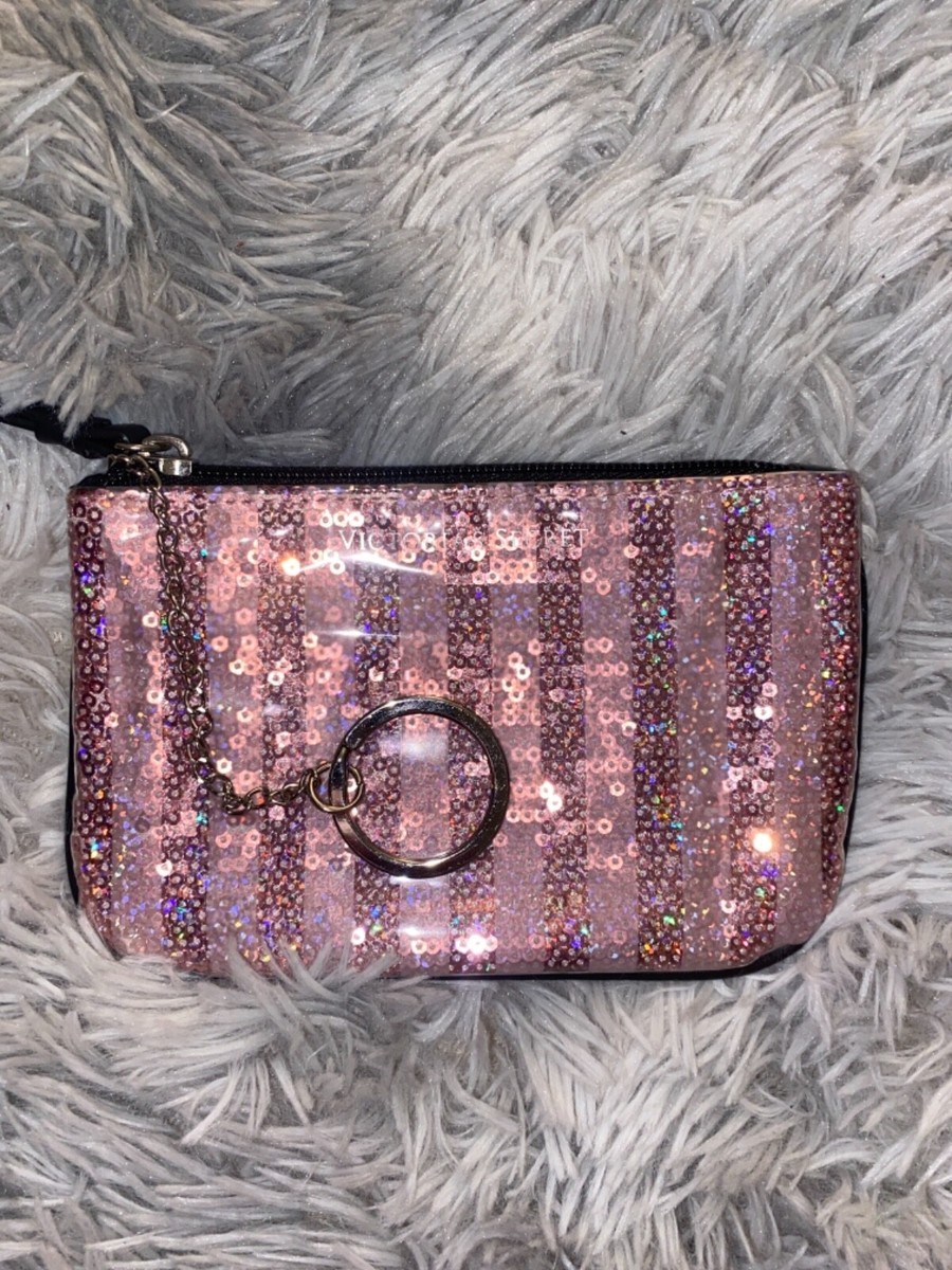 victoria secret pouch sequin pink vintage y2k keychain
