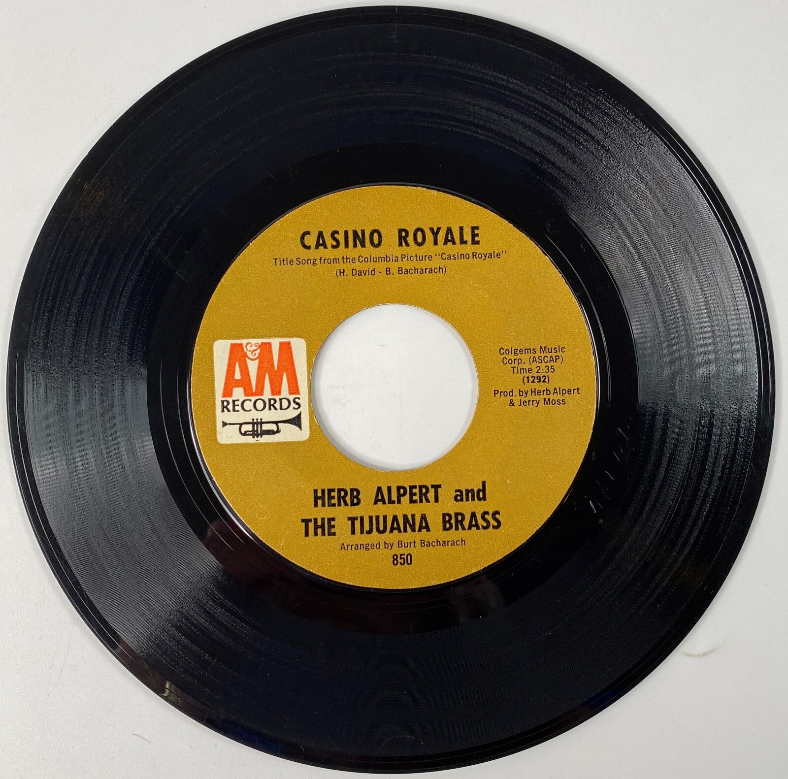 Herb Alpert and the Tijuana Brass Casino Royale Vinyl 45 Single 1967 A