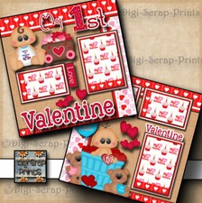 MY 1ST VALENTINES BABY BOY premade scrapbook pages paper piecing DIGISCRAP A0041
