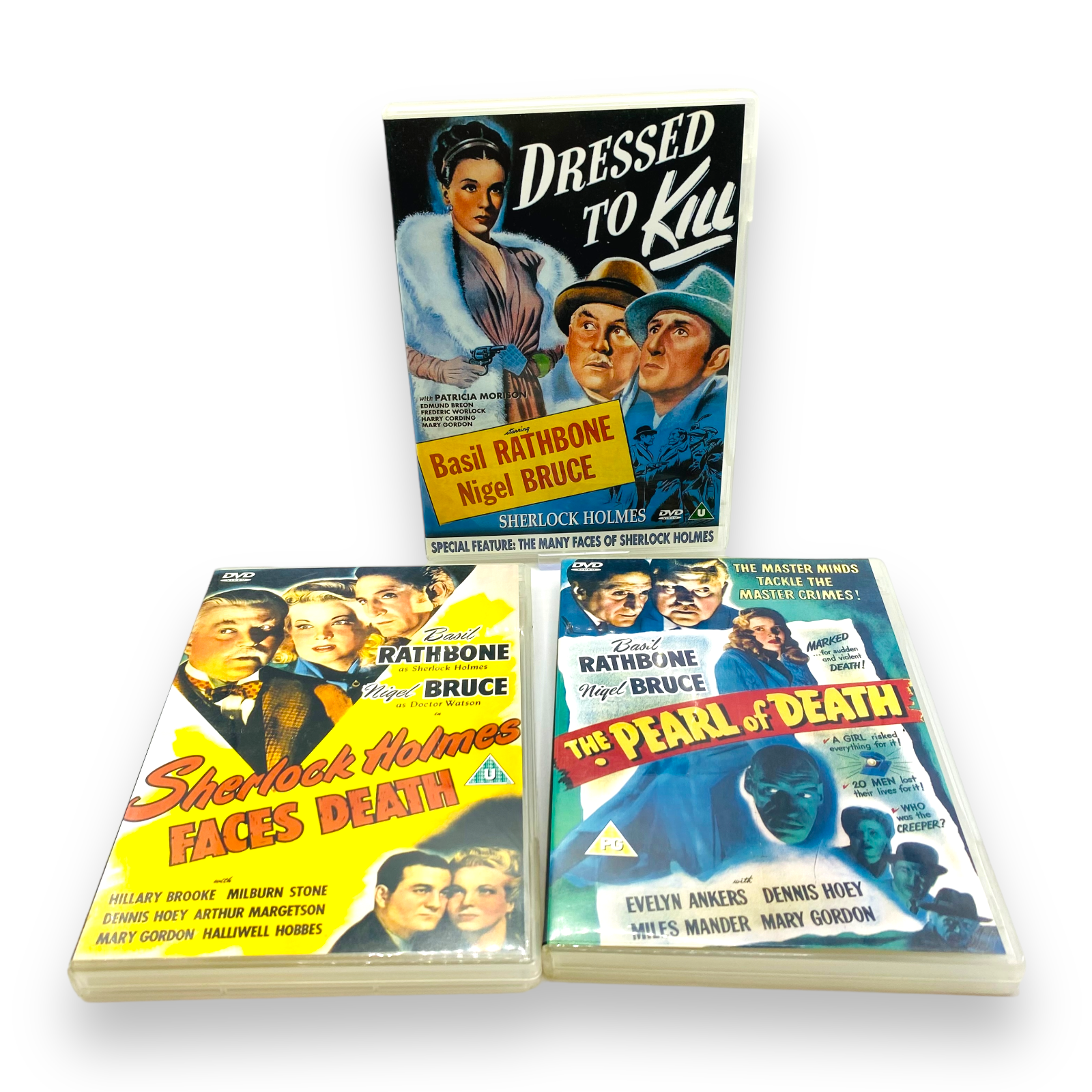 Sherlock Holmes  Dressed To Kill, Pearl of Death & Faces..(DVDs) Bruce, Rathbone