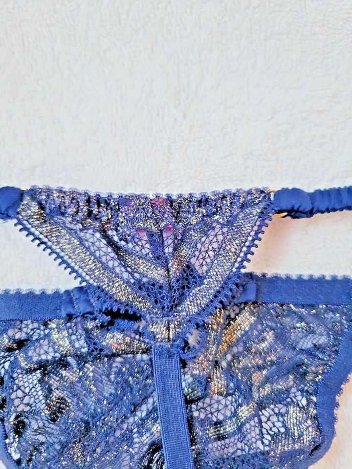 l'agent by agent provocateur conjunto de 4 sujetadores azul marino/oro, brief, suspensor, tanga 34A NUEVO Foto 4 de 4