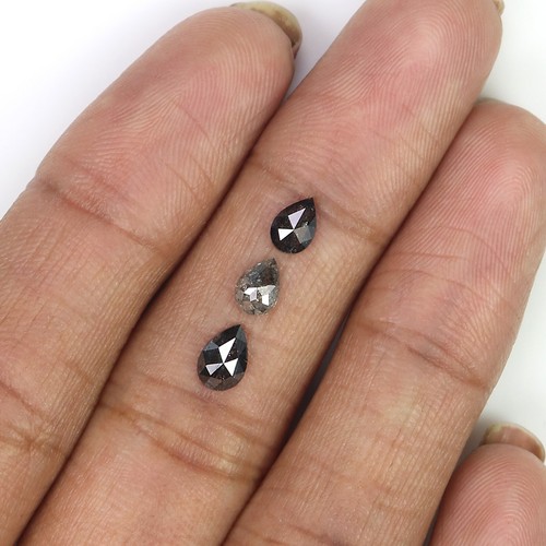Diamante natural suelto en forma de pera 0,93 quilates 5,25 mm sal y pimienta diamante LQ1998 - Imagen 3 de 8
