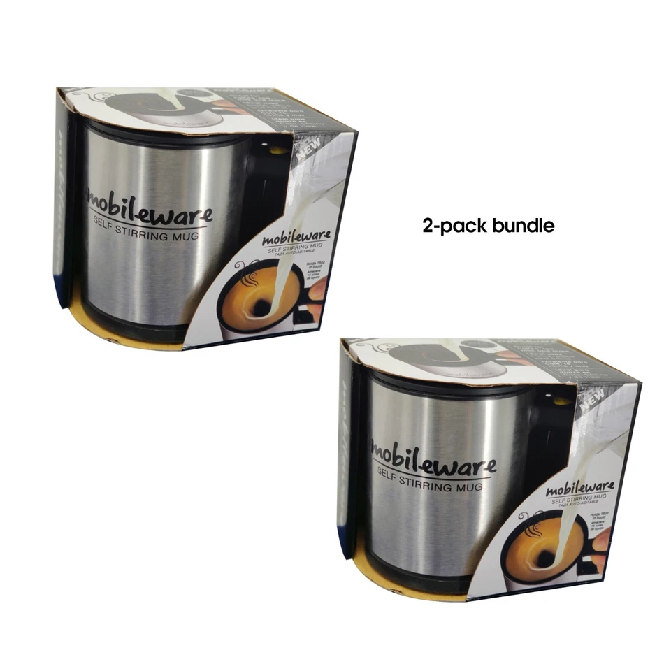 2 Pack Mobileware Self Stirring Mug Auto Mixing Coffee Cup Electric Lazy Tea Mug