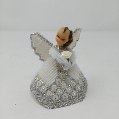 Vintage Handmade Yarn Plastic Canvas Angel Creepy Haunted Christmas Decoration