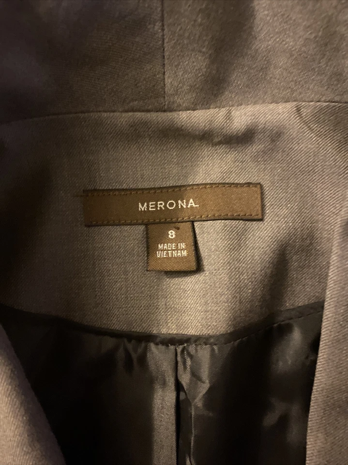 Блейзер Merona размер 8 однотонный серый на одной пуговице с воротником-шалой - б/у в отличном состоянии - Изображение 3 из 4