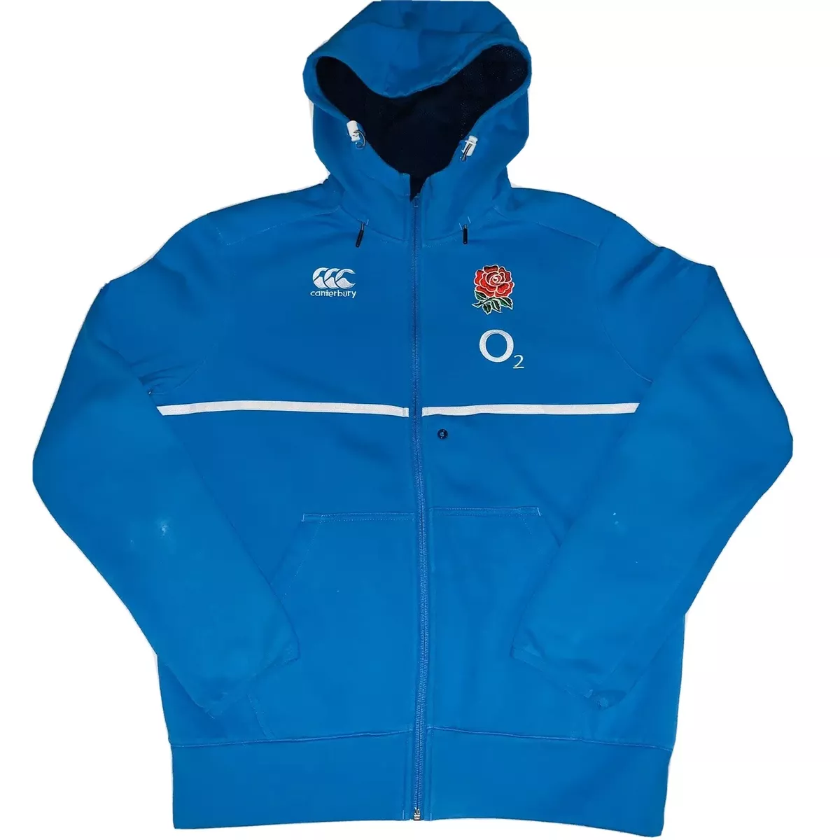 Canterbury Zip Up Hoodie O2 Rugby England Roses Hybrid Warm Up Mens Medium Blue