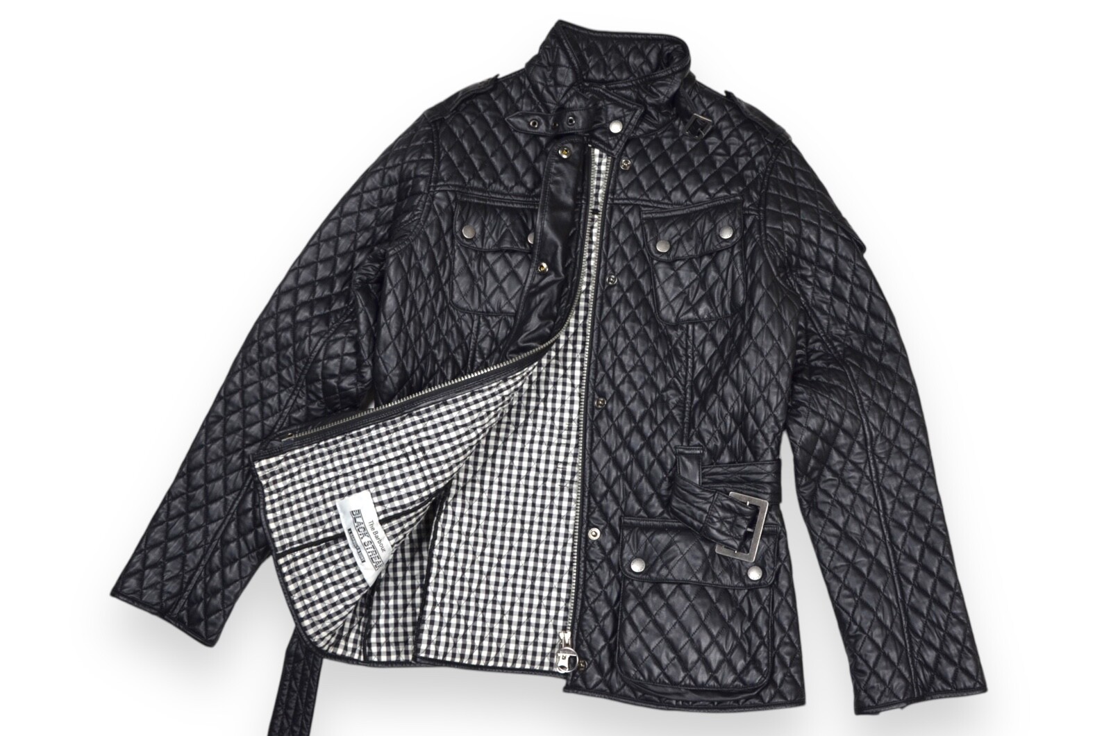 Women's Barbour Grindleford Quilt International Jacket Black Belted Size 14