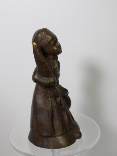 Biedermeier Tischglocke Holländische Frau mit Schirm und Krug Bronze mit Klöppel - Picture 5 of 9