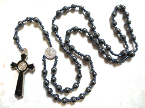 rosary - Catholic hematite Beads Rosary Prayer Necklace rosary necklace RY1-15E0 - Picture 1 of 4