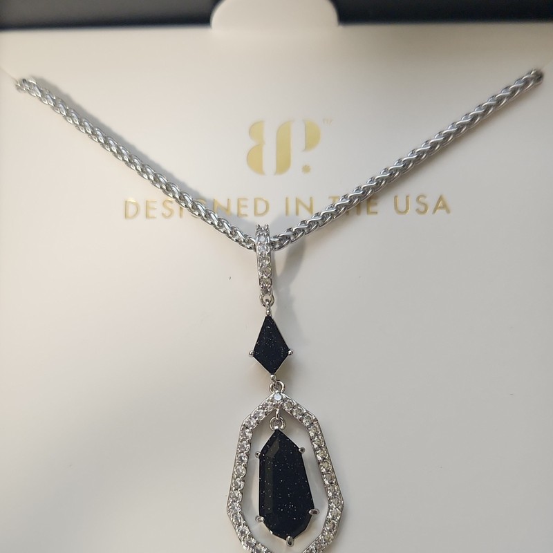 Bomb Party Untamed Black Onyx Sandstone Necklace, Removable Pendant 