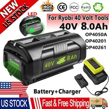For Ryobi 40 Volt Lithium OP4060 OP4030 OP40301,OP4040 8.0Ah Battery/Charger