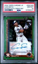 2025 Topps Chrome Cam Smith #CPA-CSM Green Logofractor Auto /99 PSA 10