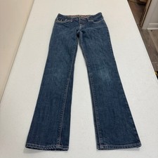 Gap Kids Girls Blue Denim Bootcut Jeans Size 12 Regular Medium Wash Pink Stitch