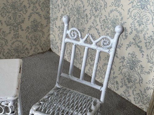 Dollhouse White 3pc Metal Table And Chairs - Picture 4 of 14