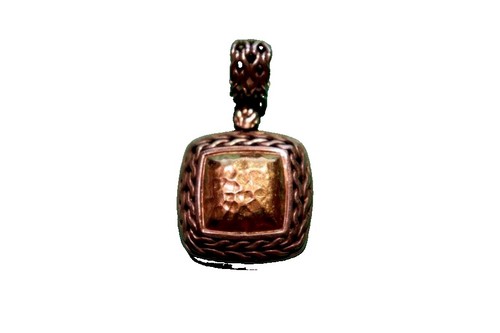 John Hardy Palu Collection sterling silver and 22k gold hammered square pendant