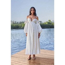 NWT Farm Rio Off-White 3D Flower Maxi Dress Size Medium