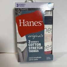 HANES 3 PK Originals Women's Cotton Thongs Underwear Sz 9/2XL